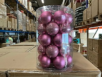 Partij glazen kerstballen 60mm pink combi 30/tube (144 tubes) - afbeelding 1 van  2