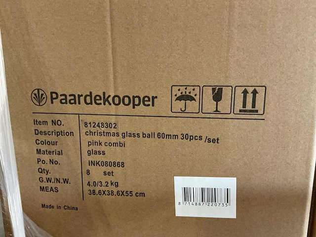 Partij glazen kerstballen 60mm pink combi 30/tube (144 tubes) - afbeelding 4 van  4