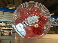 Partij glazen kerstballen 60mm red,pink,orange transp/mat 30/tube (72 tubes) - afbeelding 1 van  3