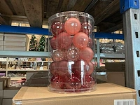 Partij glazen kerstballen 60mm red,pink,orange transp/mat 30/tube (72 tubes)