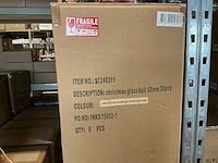 Partij glazen kerstballen 60mm red,pink,orange transp/mat 30/tube (72 tubes) - afbeelding 2 van  2