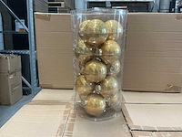 Partij glazen kerstballen 80mm 15/tube pearl dark gold (56 tubes) - afbeelding 1 van  3