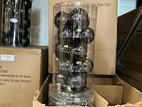 Partij glazen kerstballen 80mm black combi 15/tube (39 tubes) - afbeelding 1 van  4