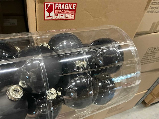 Partij glazen kerstballen 80mm black combi 15/tube (48 tubes) - afbeelding 2 van  5