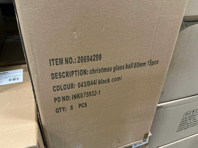Partij glazen kerstballen 80mm black combi 15/tube (48 tubes) - afbeelding 3 van  5