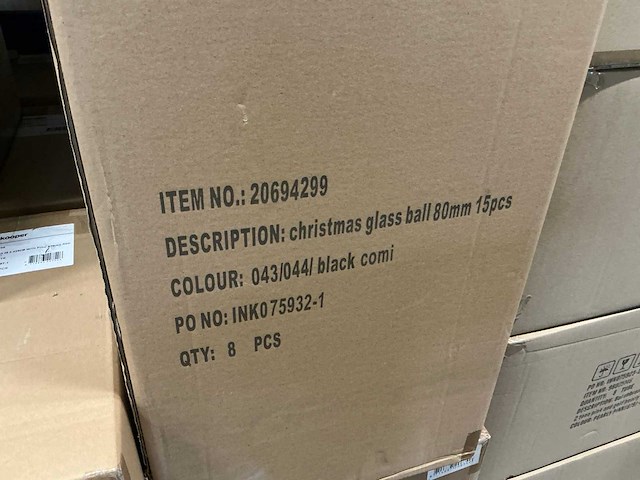 Partij glazen kerstballen 80mm black combi 15/tube (48 tubes) - afbeelding 4 van  4
