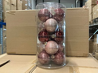 Partij glazen kerstballen 80mm blossom combi 15/tube (104 tubes) - afbeelding 1 van  4