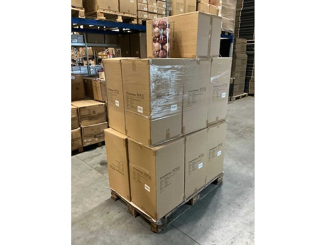 Partij glazen kerstballen 80mm blossom combi 15/tube (104 tubes) - afbeelding 3 van  4