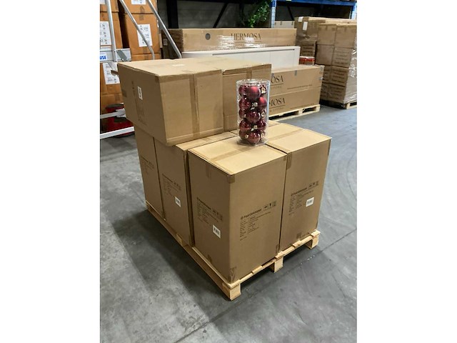 Partij glazen kerstballen 80mm burgundy combi 15/tube (64 tubes) - afbeelding 2 van  3