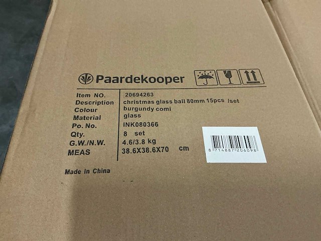 Partij glazen kerstballen 80mm burgundy combi 15/tube (64 tubes) - afbeelding 3 van  3