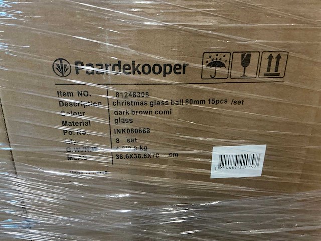 Partij glazen kerstballen 80mm dark brown combi 15/tube (112 tubes) - afbeelding 4 van  4