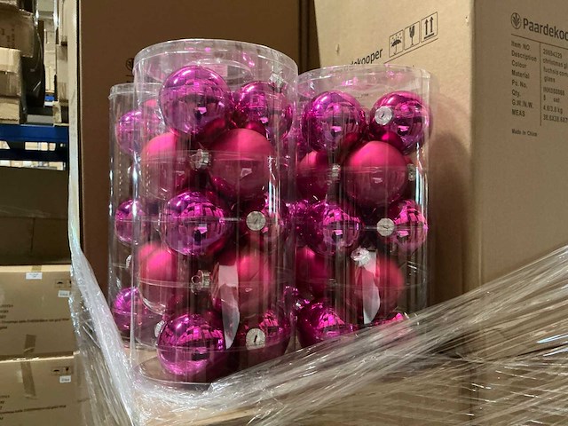Partij glazen kerstballen 80mm fuchsia combi 15/tube (140 tubes) - afbeelding 1 van  3