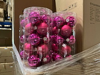 Partij glazen kerstballen 80mm fuchsia combi 15/tube (140 tubes) - afbeelding 1 van  3