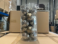 Partij glazen kerstballen 80mm grey combi 15/tube (104 tubes) - afbeelding 1 van  4