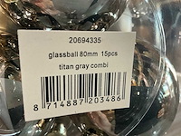 Partij glazen kerstballen 80mm grey combi 15/tube (104 tubes) - afbeelding 2 van  4