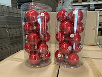 Partij glazen kerstballen 80mm pearl red 15/tube (106 tubes) - afbeelding 1 van  4