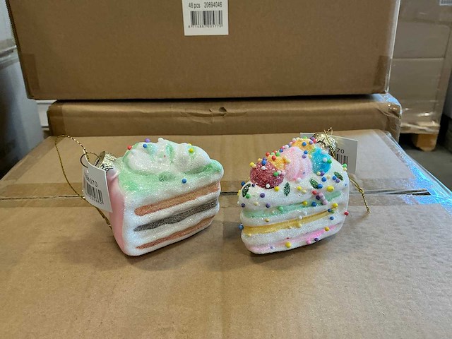 Partij glazen taartpunt kersthangers (120x) - afbeelding 1 van  3