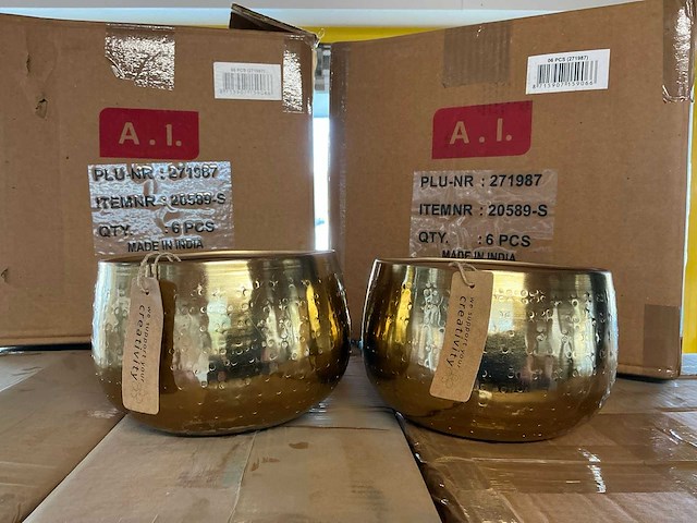 Partij gouden bloempotten h12xø16,5 (270x) - afbeelding 1 van  4