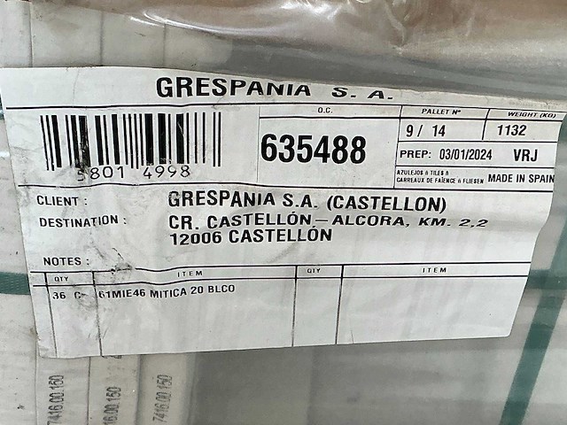 Partij grespania mitica blanco vloertegels - afbeelding 2 van  3