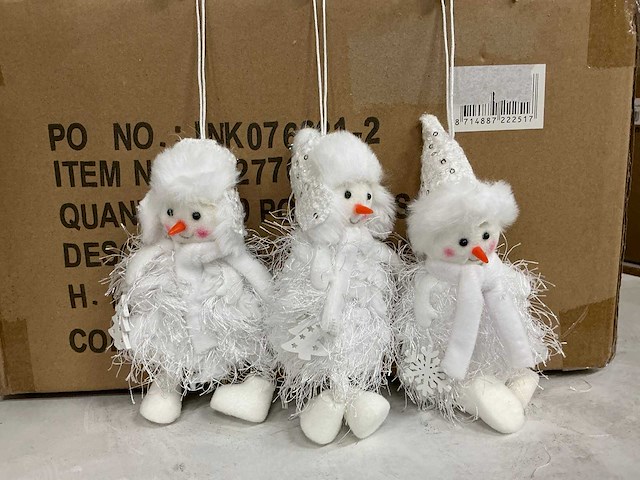 Partij hanger snowman h18cm 3ass white (120x) - afbeelding 1 van  4