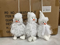 Partij hanger snowman h18cm 3ass white (120x) - afbeelding 1 van  4
