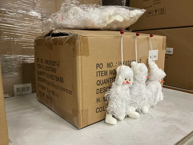 Partij hanger snowman h18cm 3ass white (120x) - afbeelding 3 van  4