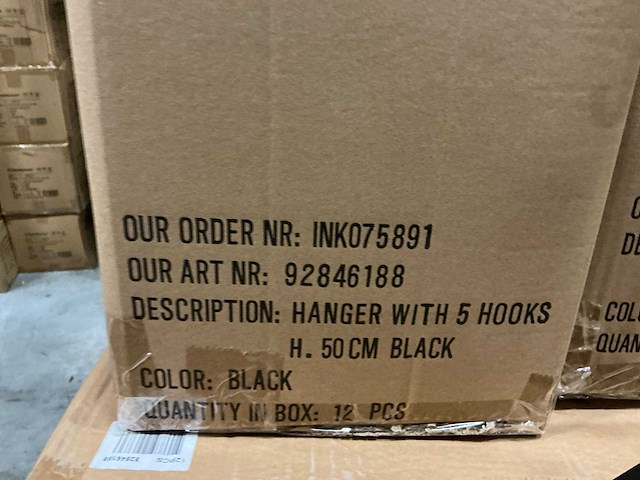 Partij hanger with 5 hooks h50cm black (120x) - afbeelding 3 van  4