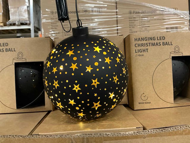 Partij hanging led christmas ball light ø15cm with timer (22x) - afbeelding 1 van  5