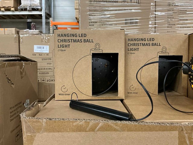 Partij hanging led christmas ball light ø15cm with timer (22x) - afbeelding 2 van  5