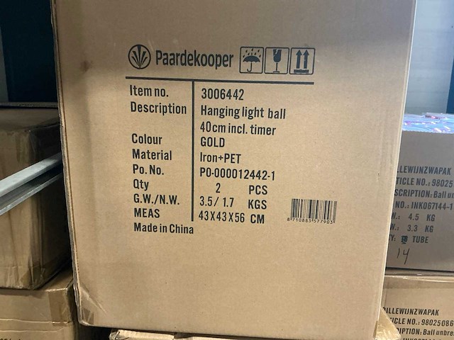 Partij hanging light ball 40cm incl. timer gold (14x) - afbeelding 5 van  6