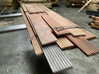 Partij hardhouten vlonderplanken geschaafd - 14,5x2,5 cm - afbeelding 7 van  8