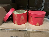 Partij hat box christmas trees carton ø14xh10cm red (144x) - afbeelding 1 van  5