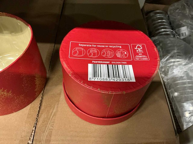 Partij hat box christmas trees carton ø14xh10cm red (144x) - afbeelding 3 van  5