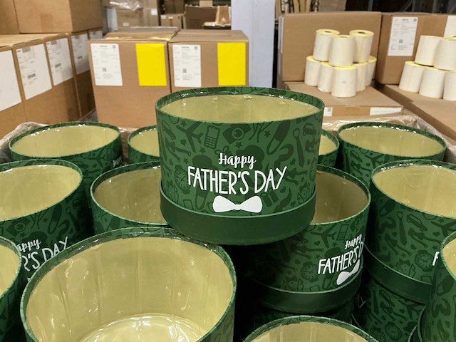 Partij hat box fathersday cardboard ø14xh10cm green (180x) - afbeelding 1 van  7
