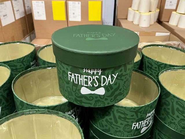 Partij hat box fathersday cardboard ø14xh10cm green (180x) - afbeelding 3 van  7