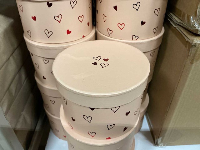 Partij hat box love story carton ø14xh10cm pink (143x) - afbeelding 2 van  7