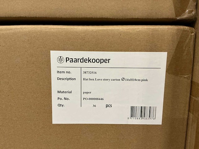 Partij hat box love story carton ø14xh10cm pink (143x) - afbeelding 7 van  7