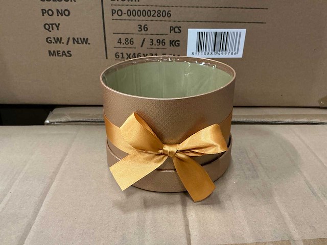 Partij hat box shiny carton ø14xh10cm brown (504x) - afbeelding 1 van  7