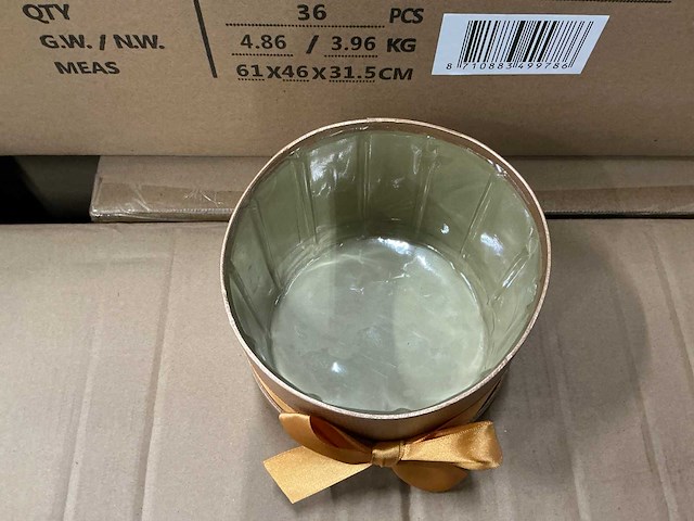 Partij hat box shiny carton ø14xh10cm brown (504x) - afbeelding 2 van  7