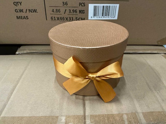 Partij hat box shiny carton ø14xh10cm brown (504x) - afbeelding 3 van  7