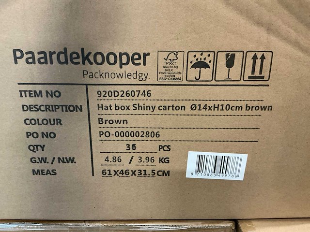 Partij hat box shiny carton ø14xh10cm brown (504x) - afbeelding 7 van  7