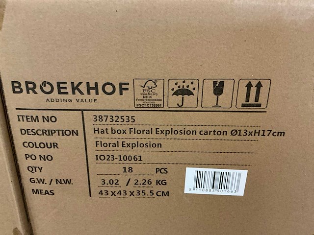 Partij hat boxes floral explosion carton ø13xh17cm (435x) - afbeelding 6 van  6
