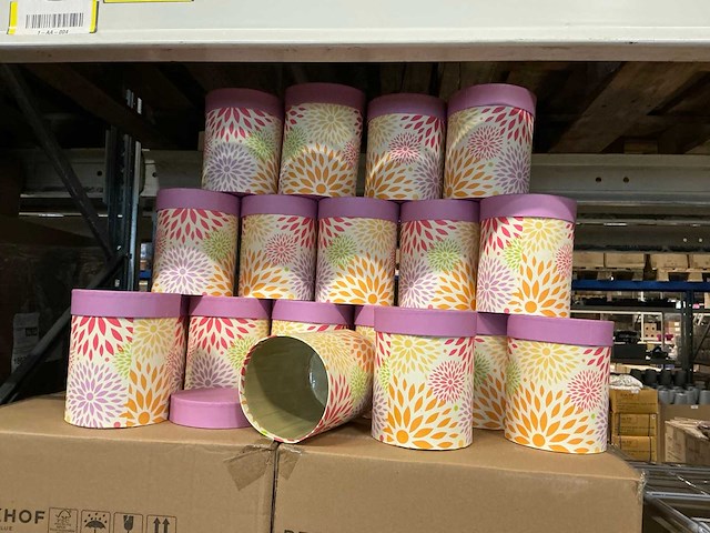Partij hat boxes floral explosion carton ø13xh17cm (648x) - afbeelding 1 van  5