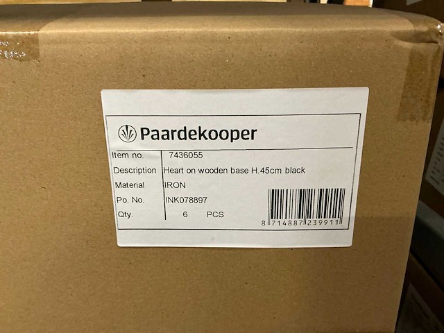 Partij hearts on wooden base h45cm black (42x) - afbeelding 5 van  5