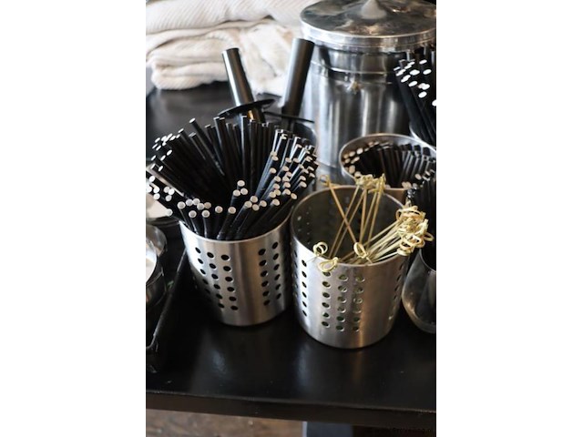 Partij horecabenodigdheden o.a. cocktail roerstaafjes, asbakken & rvs ijsblokjesemmer - afbeelding 3 van  6