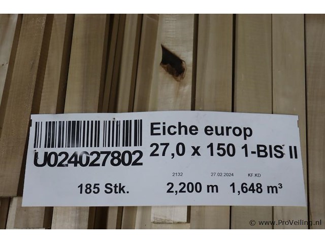 Partij houten balken/planken o.a. eiken 27x150 - 185 stuks - afbeelding 3 van  3