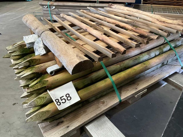 Partij houten hekwerk met poort - 100 cm - afbeelding 7 van  8