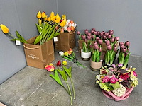 Partij houten tulpen, kunstbloemen en kunstplanten - afbeelding 23 van  31