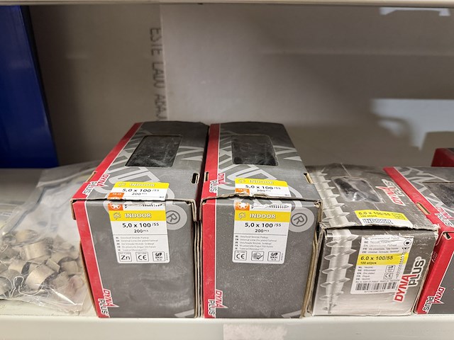 Partij ijzerwaren w.o. schroeven, spijkers, pluggen w.o. dyna plus, hjz, fischer - afbeelding 2 van  14