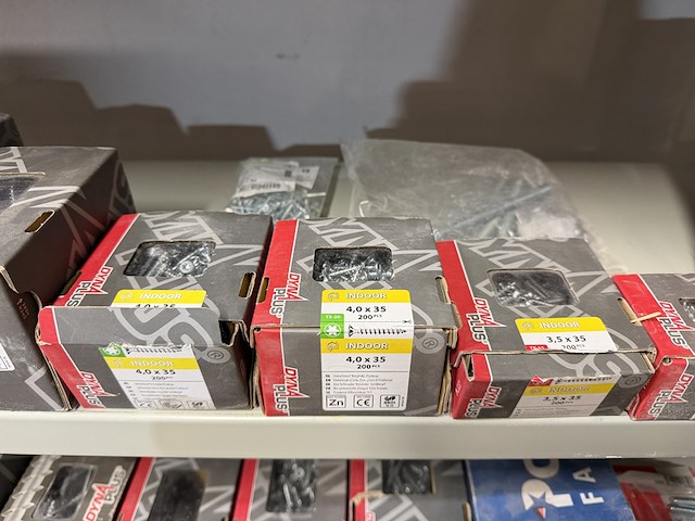 Partij ijzerwaren w.o. schroeven, spijkers, pluggen w.o. dyna plus, hjz, fischer - afbeelding 10 van  14